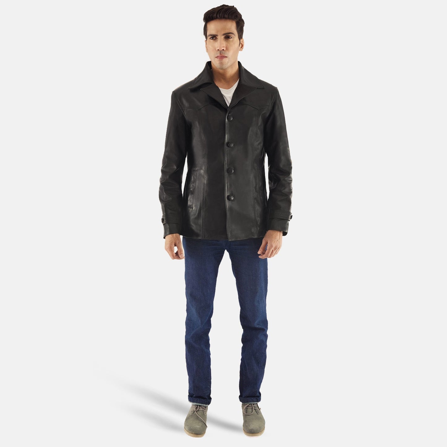 Men's Black Genuine Leather Coat