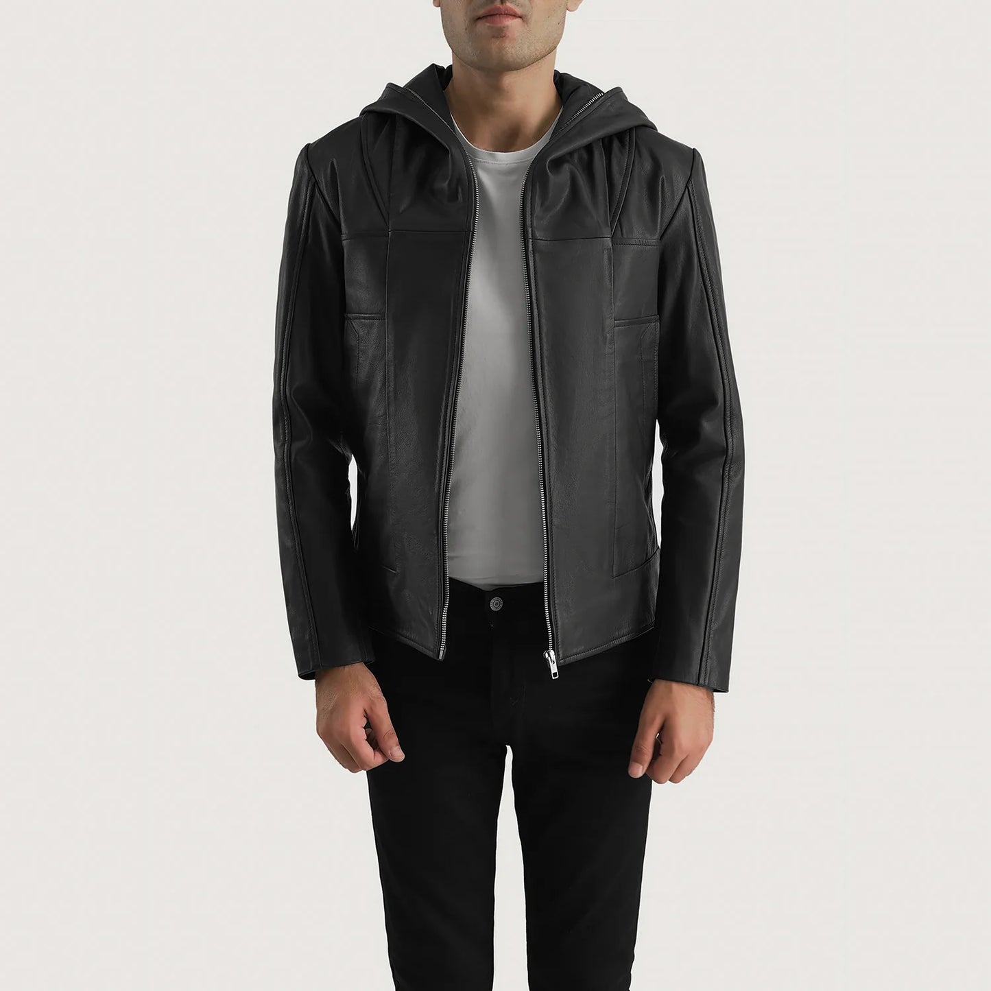 Black Hooded Premium Leather Jacket