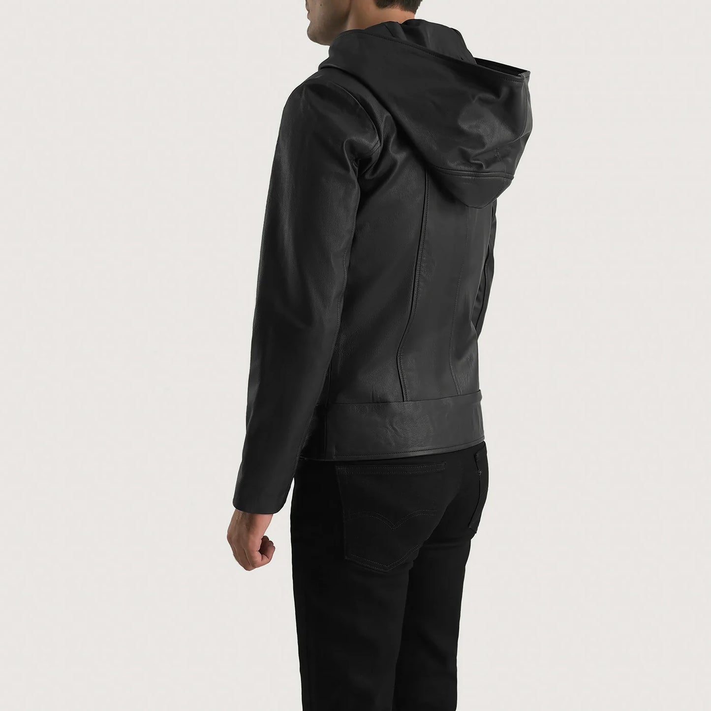 Black Hooded Premium Leather Jacket