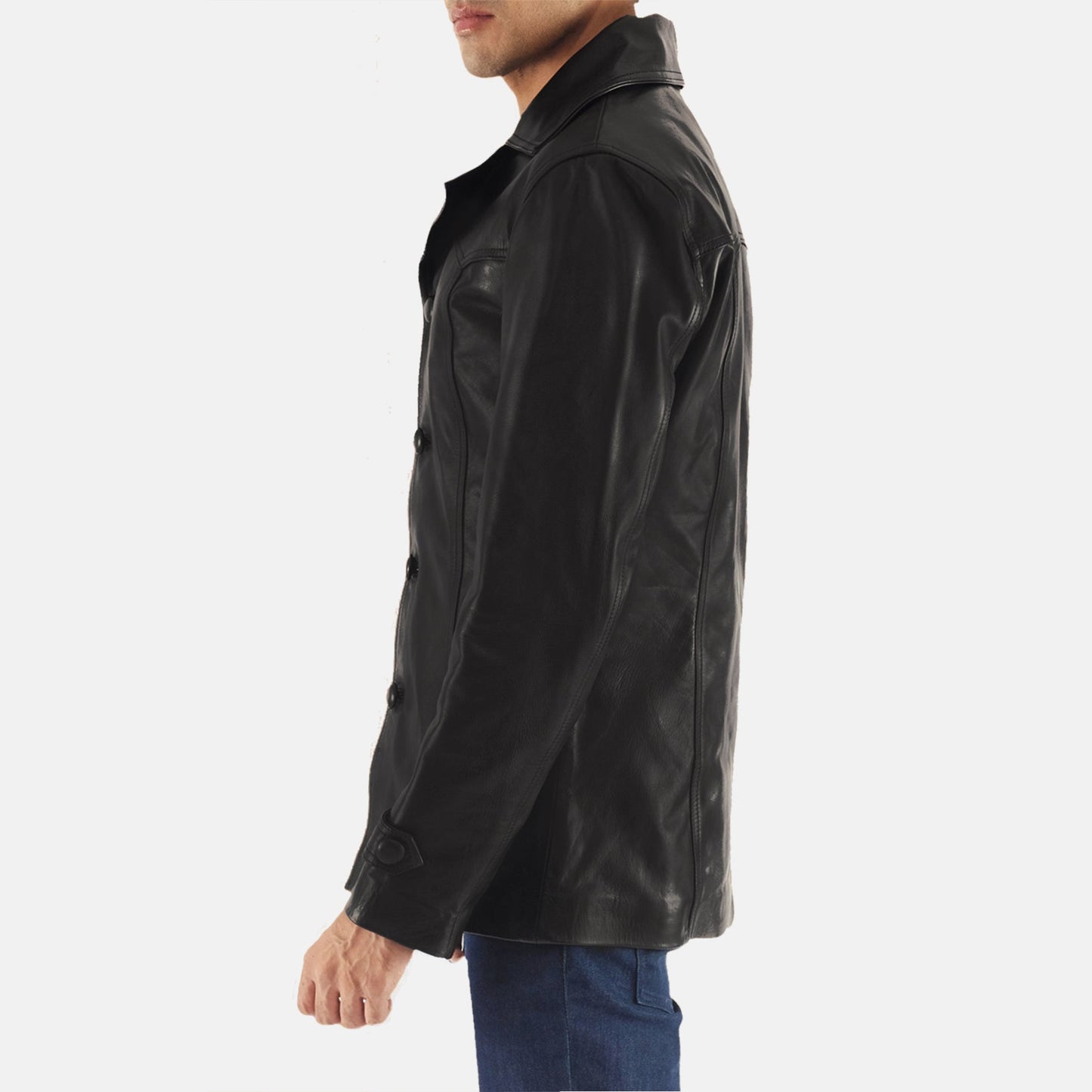 Men's Black Genuine Leather Coat