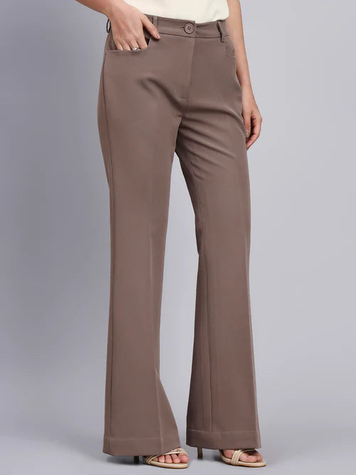 Front view beige brown women formal pant elegant outfit Pakistan