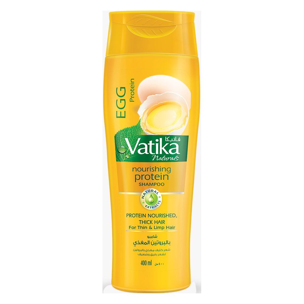 Dabur Vatika Naturals Egg Protein Nourishing Protein Shampoo, For Thin & Limp Hair, 360ml - Front View