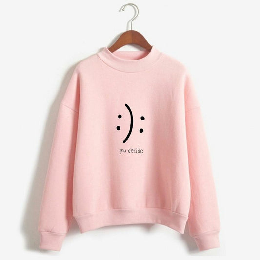 Pink You Decide Fleece Full Sleeves Pull Over Sweatshirt For Women