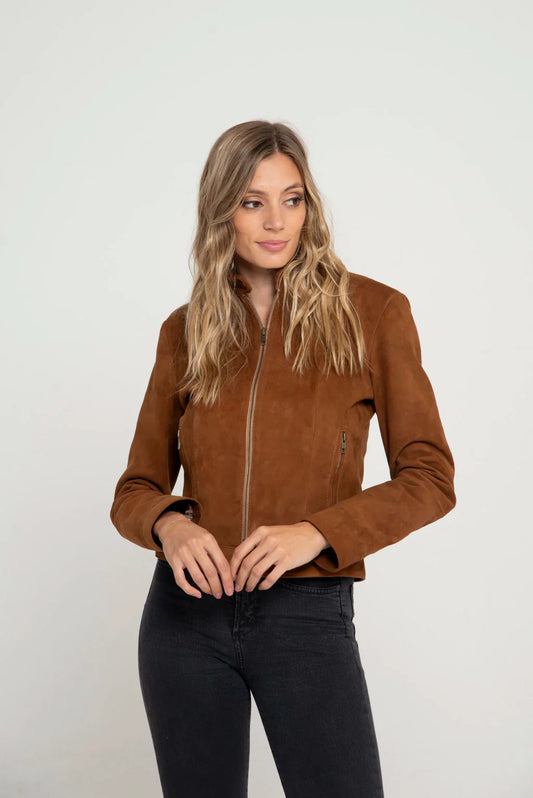 Brown Women's Suede Leather Jacket