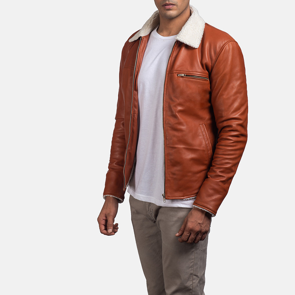 Ace Tan Shearling Leather Jacket