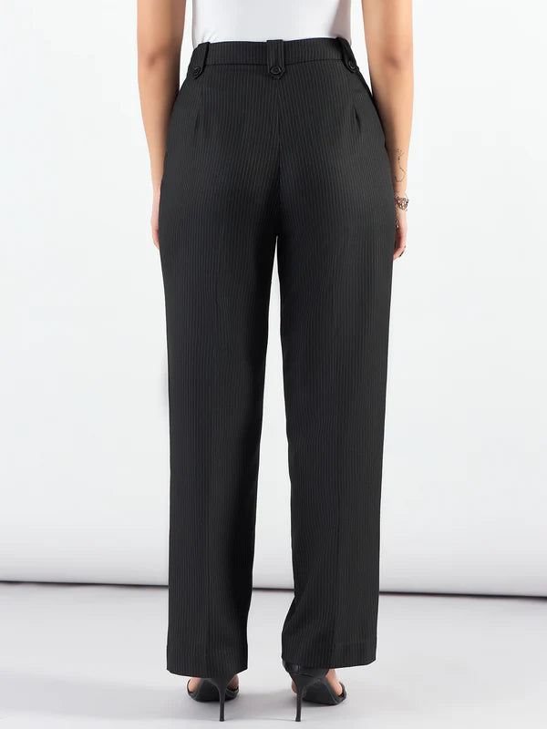Striped High Waist Pleated Trouser Pants