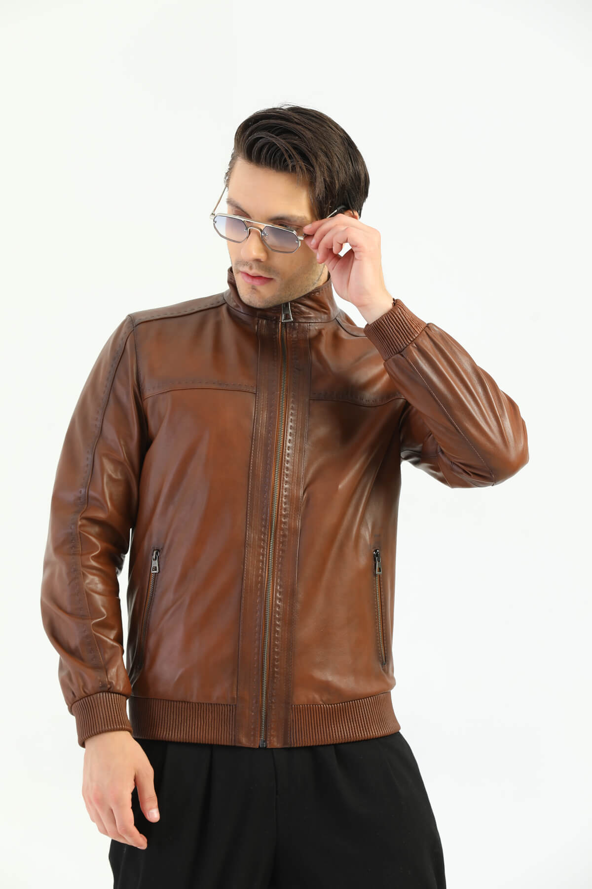 Ace Ruslin Brown Leather Jacket For Men's