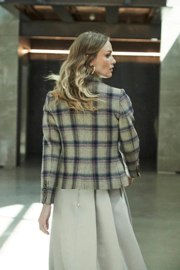 Ace Two Button Checked Women Blazer