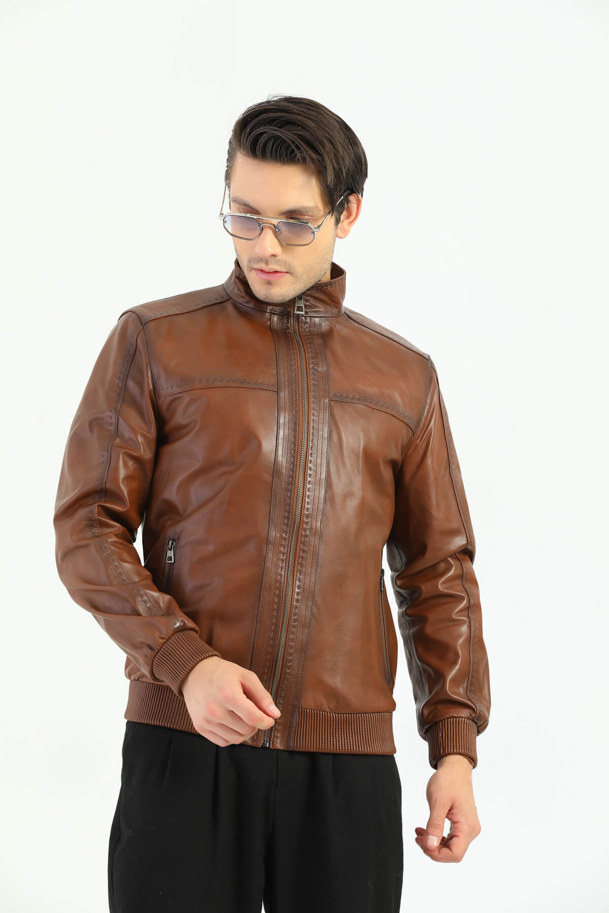 Ace Ruslin Brown Leather Jacket For Men's
