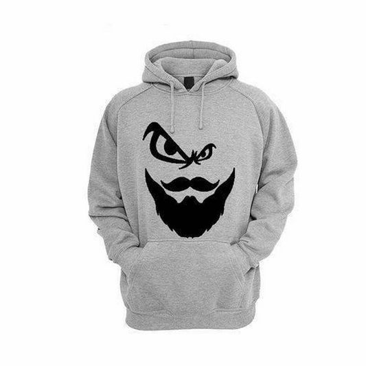 Grey Fleece Angry Beard Printed Hoodie for Men -Grey
