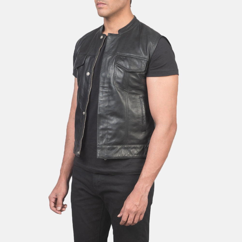 Moto Black Premium Leather Vest