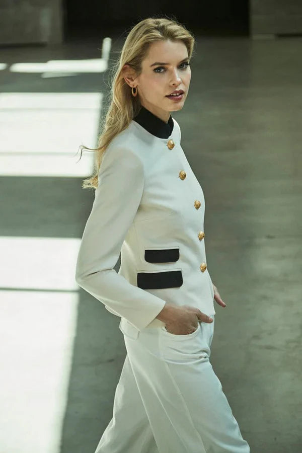 Ace White Blazer with Double Pocket