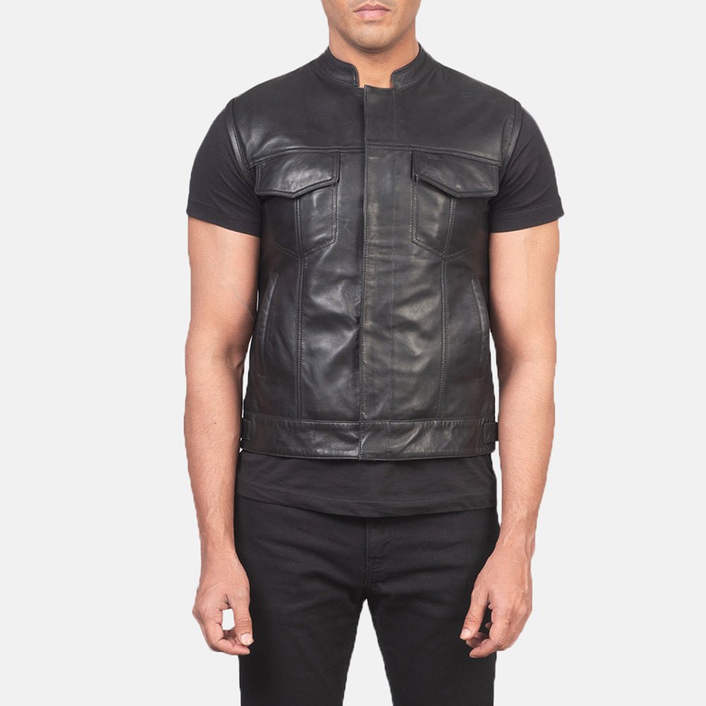 Moto Black Premium Leather Vest