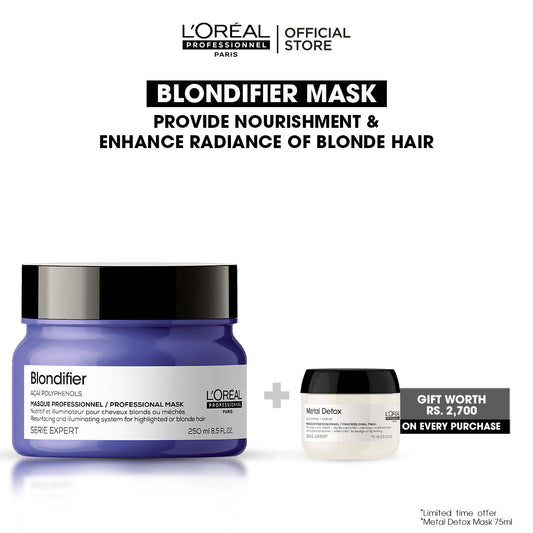 L'Oreal Professional - Serie Expert Blondifier Mask 250 ML - For Highlighted & Bleached Hair with free gift - Front View