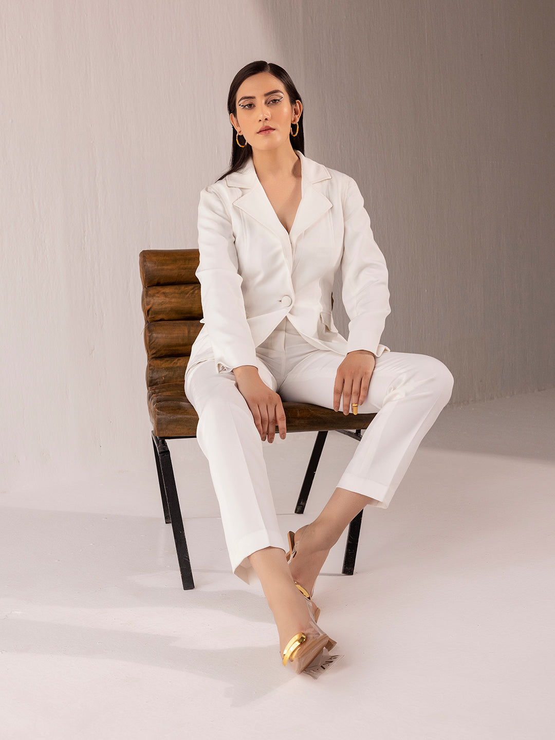 White Stretch Pant Suit