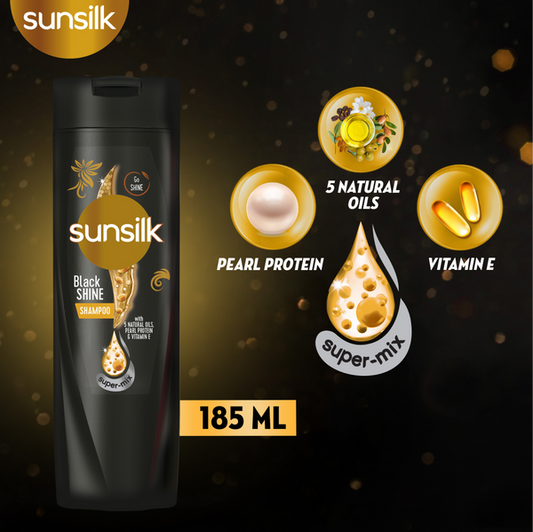 Sunsilk Shampoo Black Shine - 185Ml - Front View