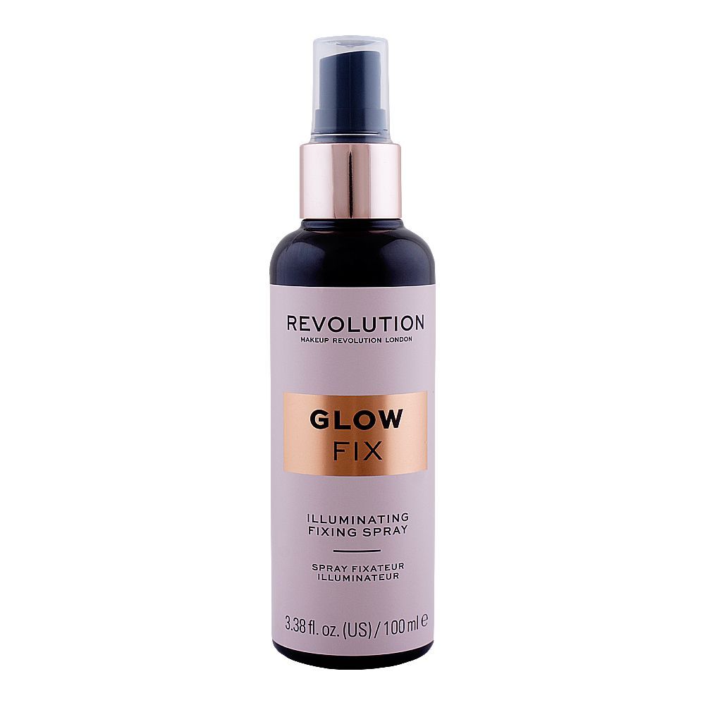 Makeup Revolution Glow Fix Illuminating Spray, 100ml - Front View