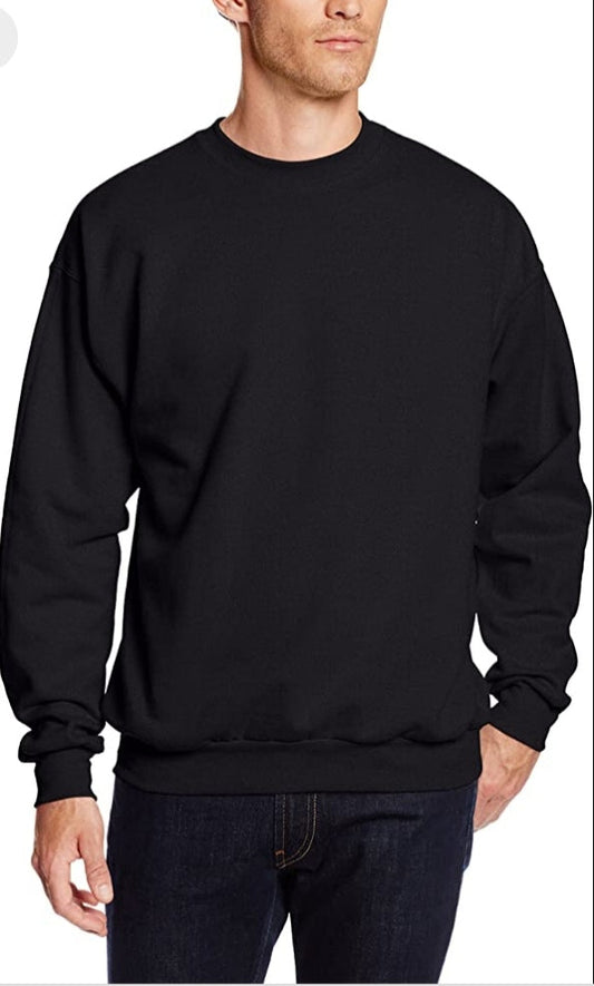 Black Plain Fleece Full Sleeves Pull Over Sweatshirt - Jumper For Men & Women