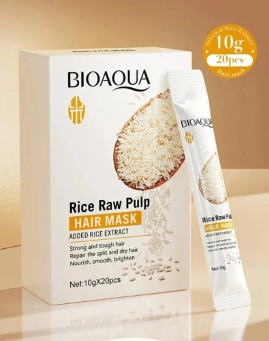 Bioaqua Rice Raw Pulp Hair Mask 10Gx20Pcs - Front View
