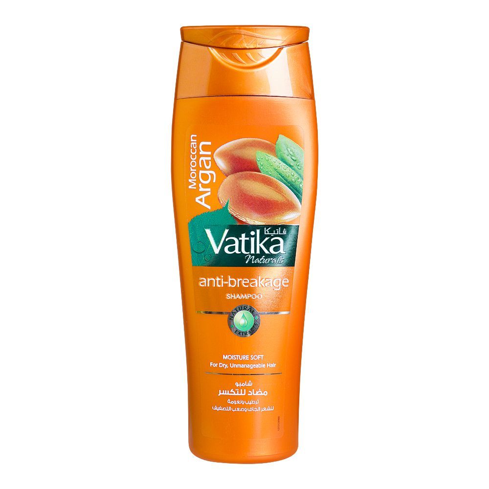 Dabur Vatika Naturals Moroccan Argan Anti-Breakage Shampoo, For Dry/Unmanagable Hair, 185ml - Front View