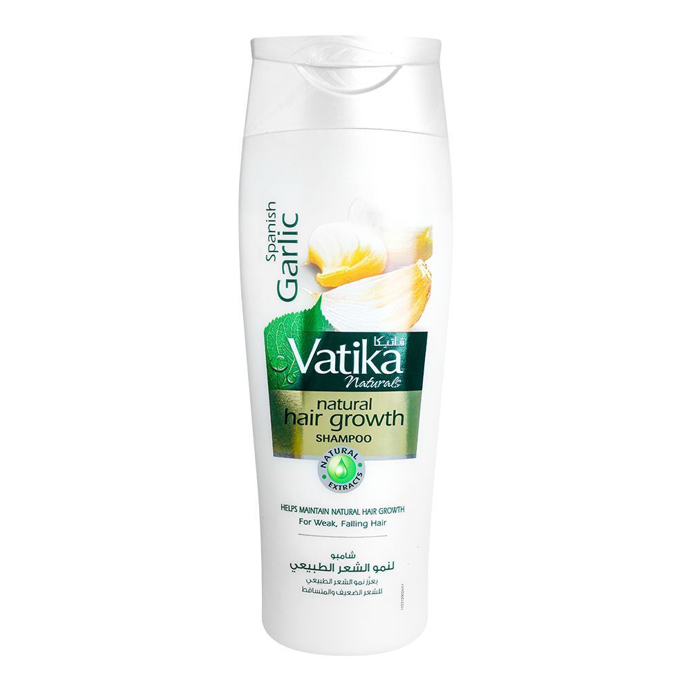Dabur Vatika Naturals Spanish Garlic Natural Hair Growth Shampoo, For Weak/Falling Hair, 360ml - Front View
