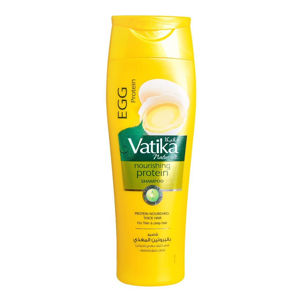 Dabur Vatika Naturals Egg Protein Nourishing Protein Shampoo, For Thin & Limp Hair, 185ml - Front View