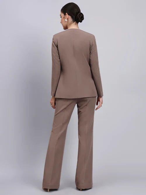 Back view beige brown blazer suit women formal pantsuit elegant outfit Pakistan