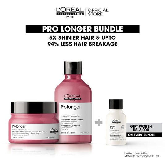 L'Oreal Professionnel Pro Longer 300ml Shampoo & 250ml Mask, Bundle Offer - Front View