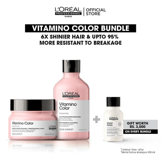 L'Oreal Professionnel Vitamino Color 300ml Shampoo & 250ml Mask, Bundle Offer - Front View