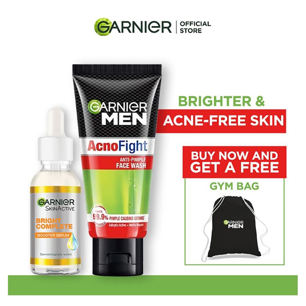 Garnier Vitamin C Booster Serum 30ml+Acno-Fight Face Wash 50g, Bundle Offer - Front View