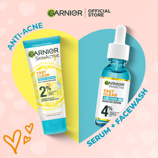 Garnier Anti-Acne Set - Fast Clear Serum 30ml + Facewash 100ml - Front View