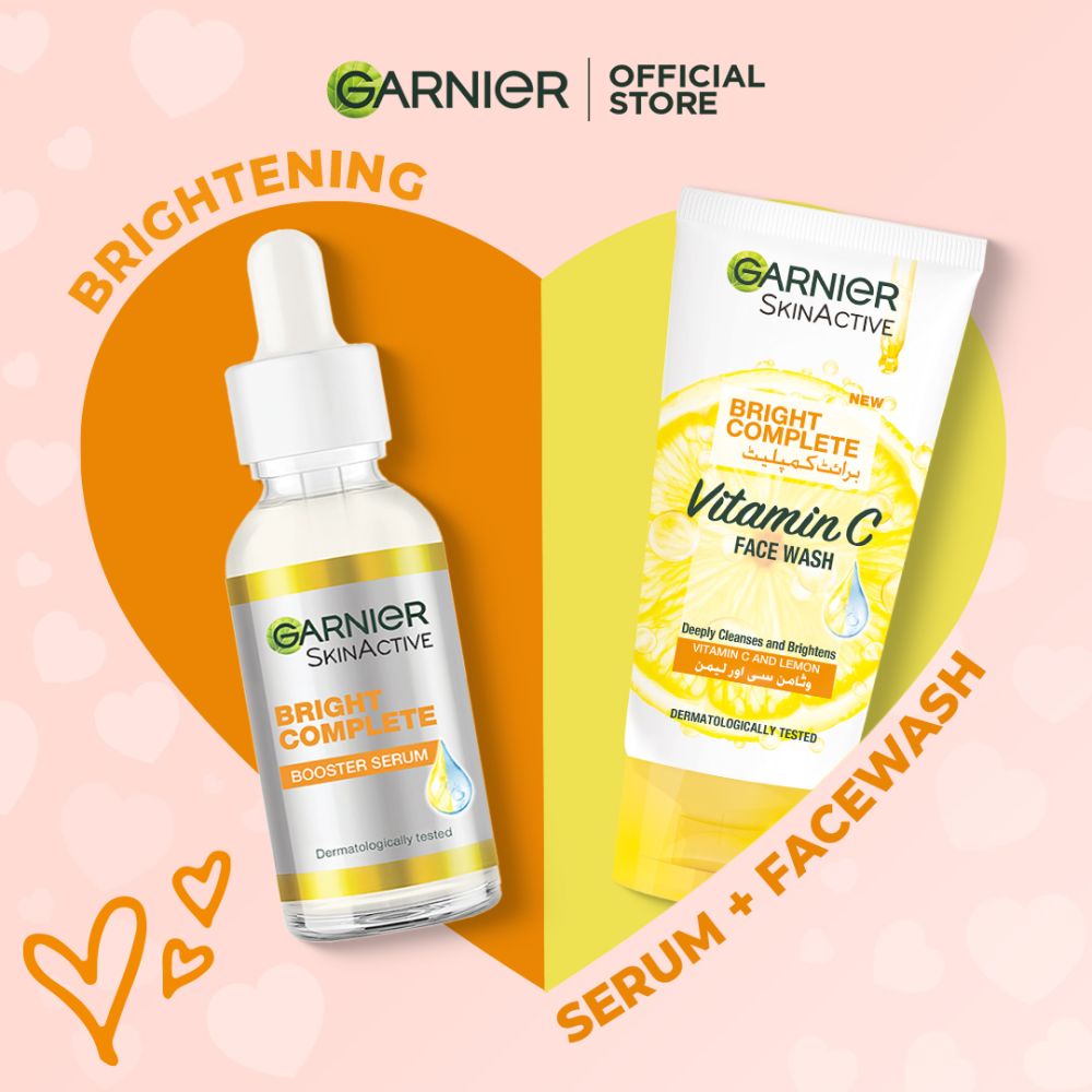 Garnier Brightening Set - Vitamin C Serum 30ml + Facewash 100ml - Front View