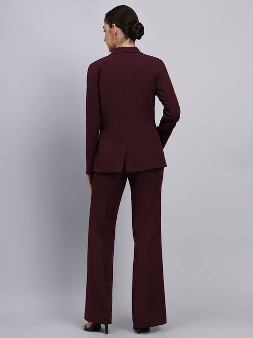 Back view burgundy blazer suit women formal pantsuit professional outfit Pakistan
