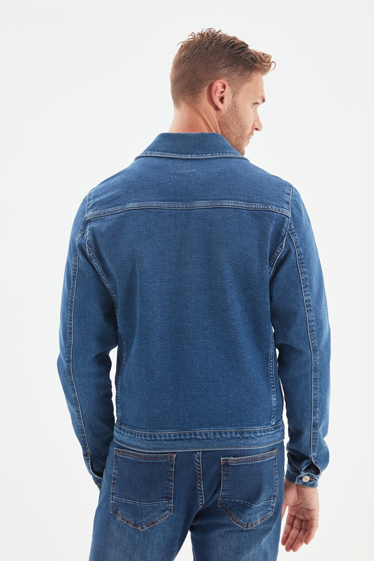 Ace Mens Denim Jacket Stretchable Fine Lycra XL Blue