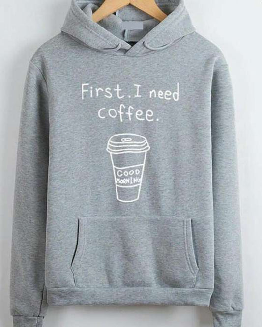 GREY COFFEE HOODIE FOR womens - AceCart Warm Hooded Sweatshirt in Grey