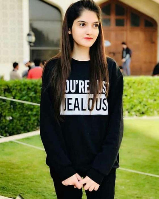 BLACK YOU ARE JEALOUS SWEATSHIRT FOR womens - AceCart Warm Hooded Sweatshirt in Black