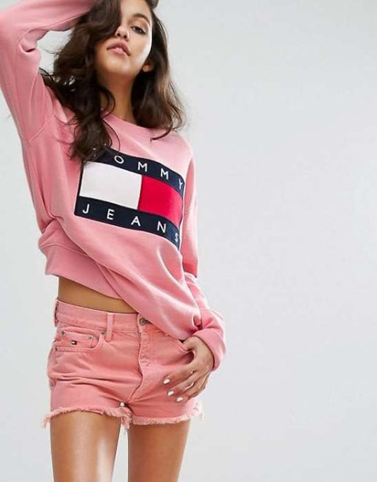 FashLady Multicolor Crop Sweatshirt For Women - AceCart Warm Hooded Sweatshirt in Pink