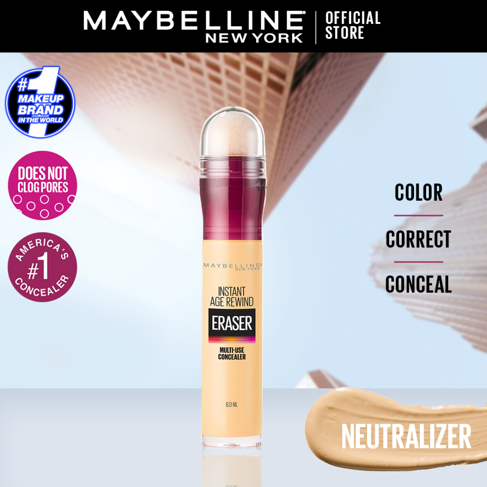 Maybelline New York Instant Eraser 12HR Multi-use 2-in-1 Concealer & Treatment, Full Coverage - 150 Neutralizer - Front View