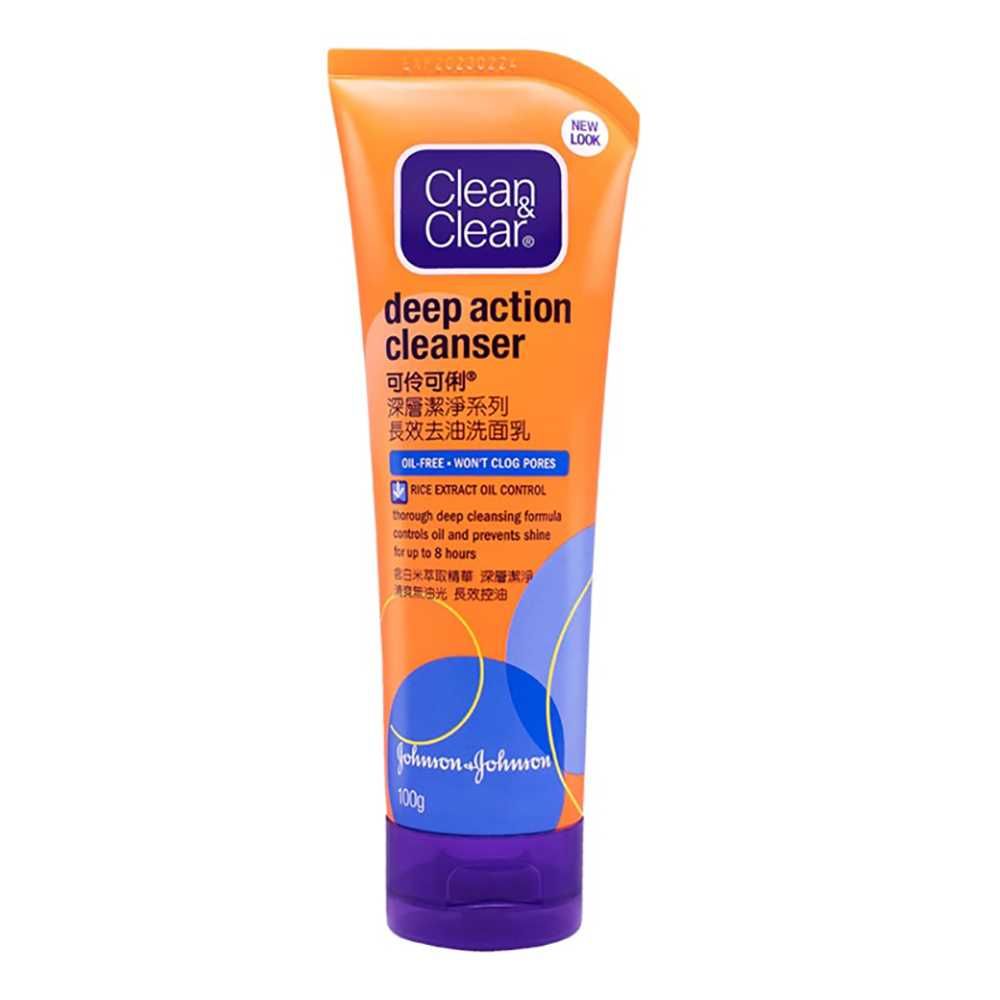 Clean & Clear Improved Formula Deep Action Cleanser, Oil Free, 100g - Front View