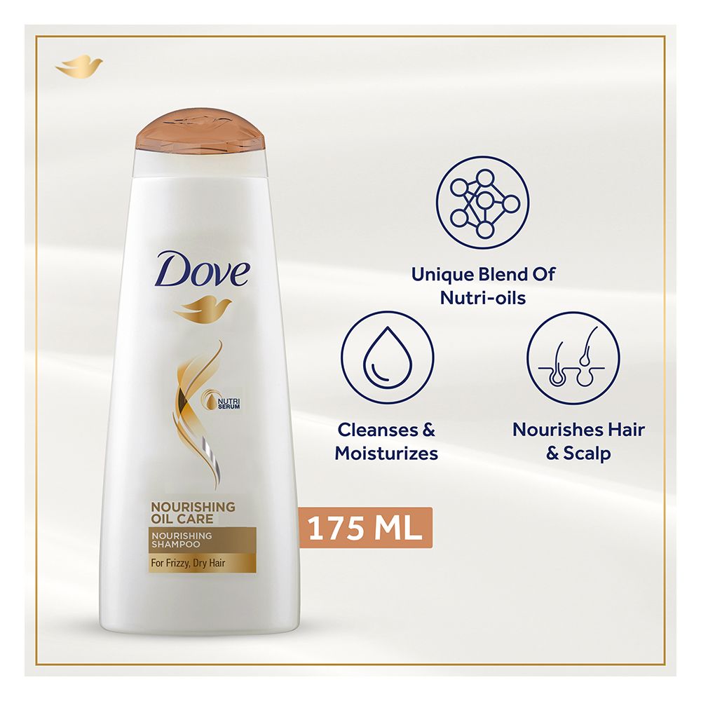 Dove Nourishing Oil Care Shampoo, Frizzy Dry Hair, 175ml - Front View