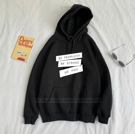 Be Strong Printed Fleece Full Sleeves Pull Over Hoodie
