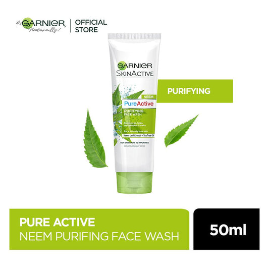 Garnier Skin Active Pure Active Neem Purifying Face Wash, For Normal To Oily Skin, 50ml -  Front View