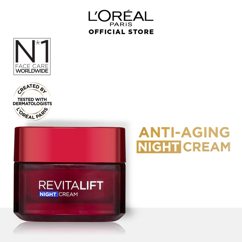 L'Oreal Paris Revitalift Moisturizing Night Cream, Anti-Wrinkle Cream, Intense Action, 50ml -  Front View