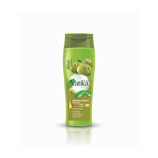 Dabur Vatika Naturals Olive And Henna Nourish & Protect Shampoo, For Normal Hair, 185ml - Front View