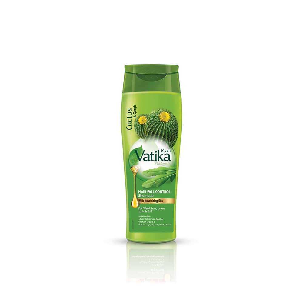 Dabur Vatika Naturals Cactus & Gergir Hairfall Control Shampoo, For Weak Hair, 185ml - Front View