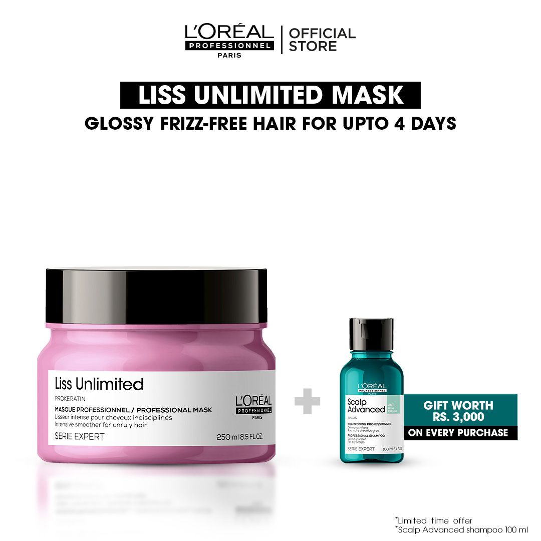 L'Oreal Professionnel Serie Expert Pro-Keratin Liss Unlimited Professional Masque, 250ml - Front View