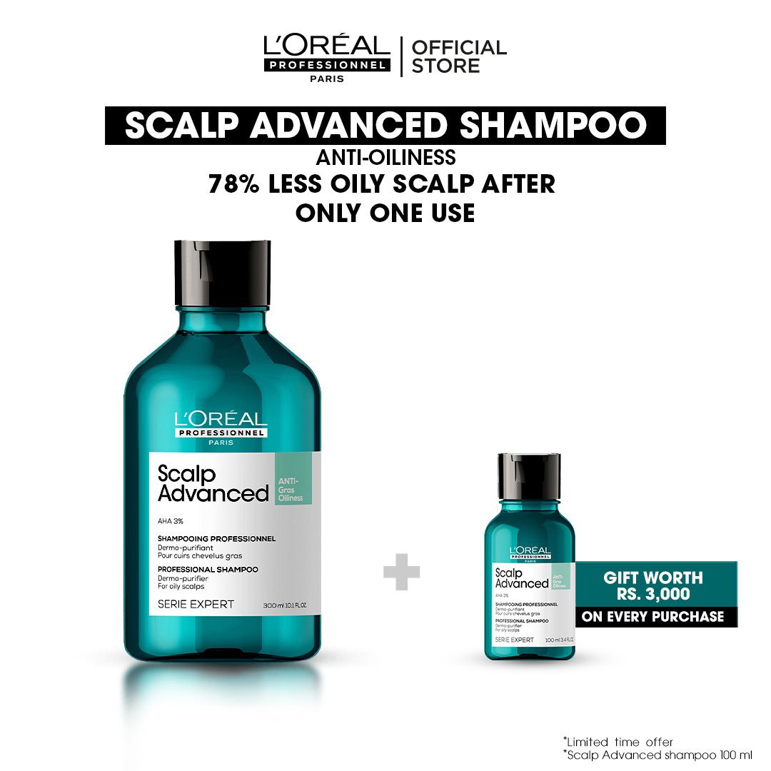 L'Oreal Professionnel Serie Expert Scalp Advanced Shampoo 300 ML - For Oily Scalp With AHA Formula - Front View