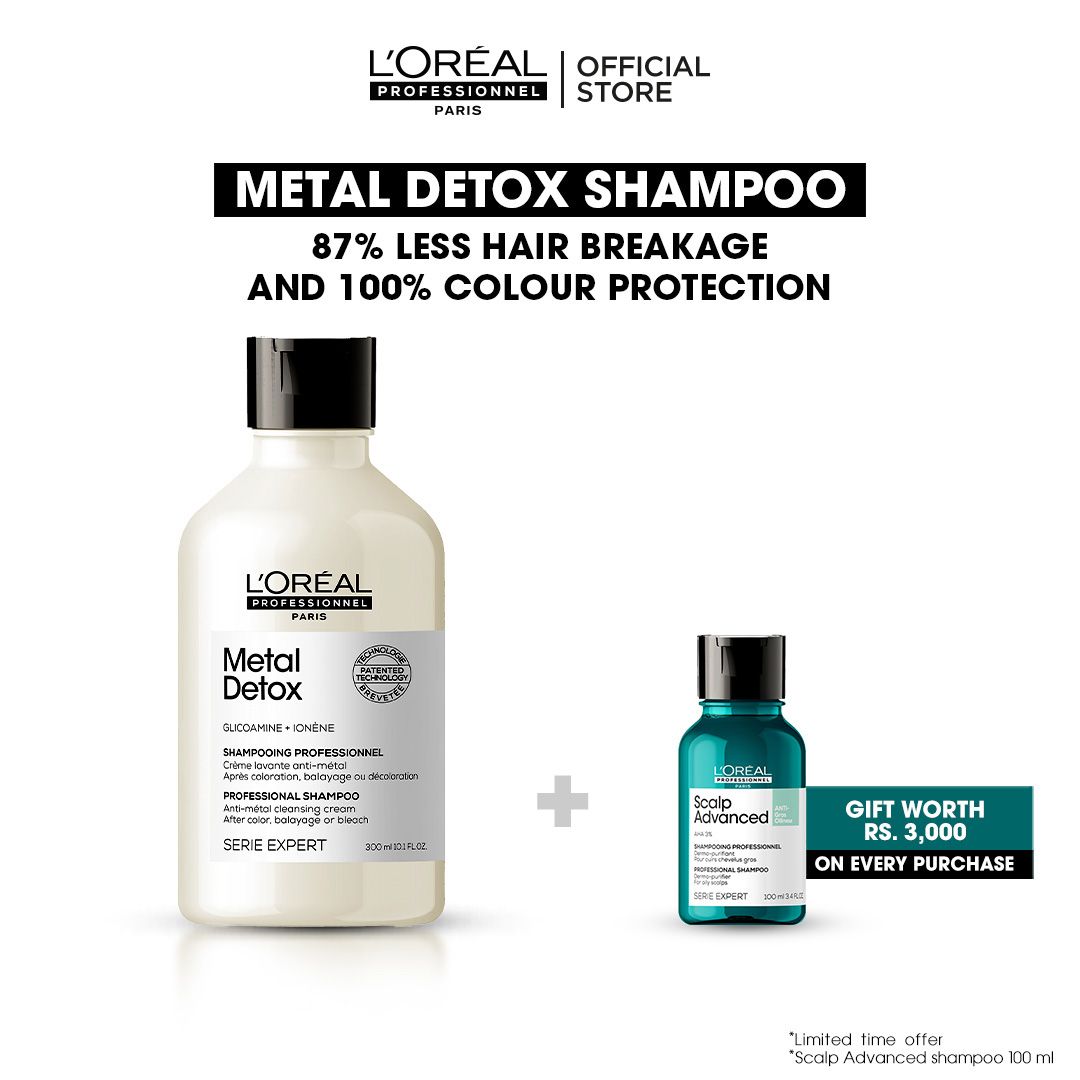 L'Oreal Professionnel Serie Expert Metal Detox Glicoamine + Ionene Professional Shampoo, 300ml - Front View