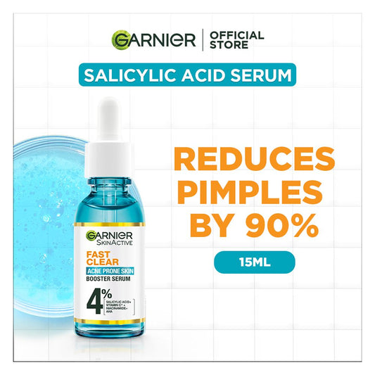 Garnier Skin Active Fast Clear Booster Face Serum, For Acne Prone Skin, With Salicylic Acid, 15ml - Front View