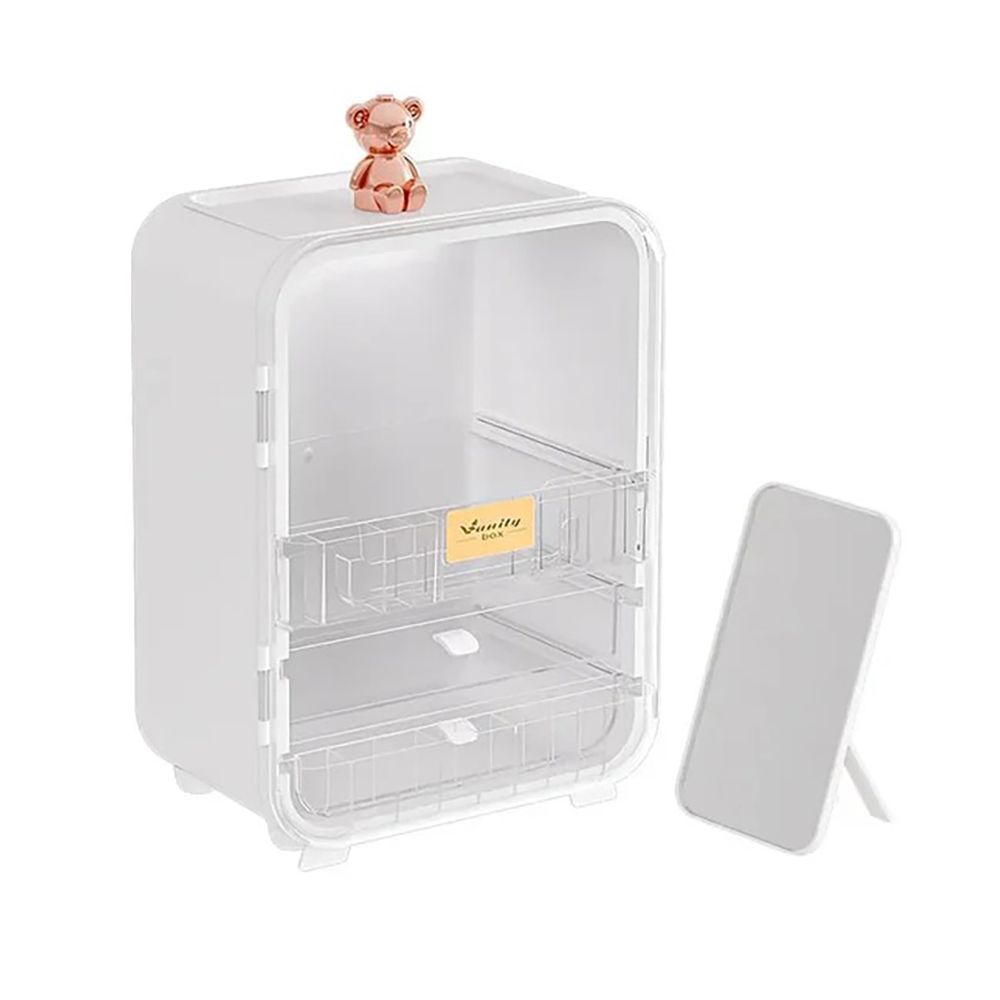 Matrix Clear View Cosmetic Organizer With Mirror & Led, Make Up Stands For Accessories - Front View